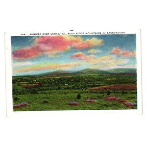 Sunrise Over Luray VA Blue Ridge Mountains Vintage Postcard Asheville Post Card